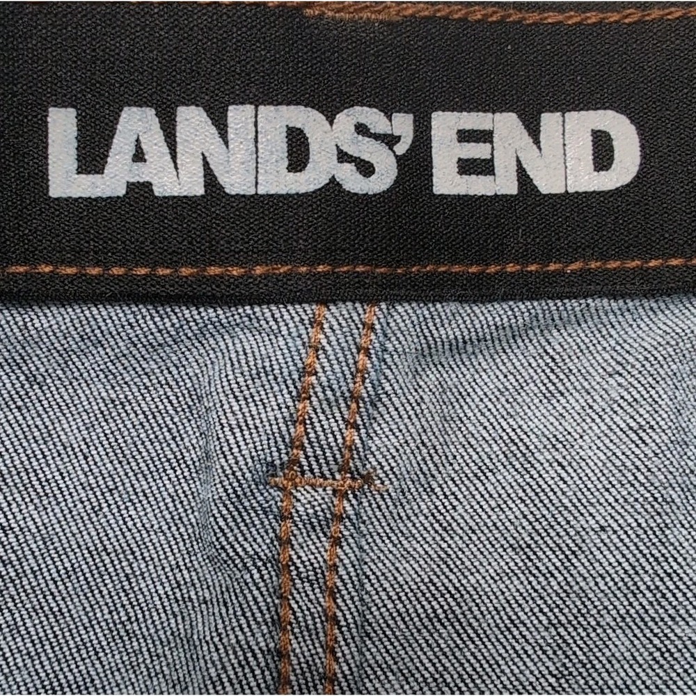 Lands' End High Rise Straight Jeans Size 12 Petite Dark Wash Indigo Stretch NEW - Picture 9 of 16